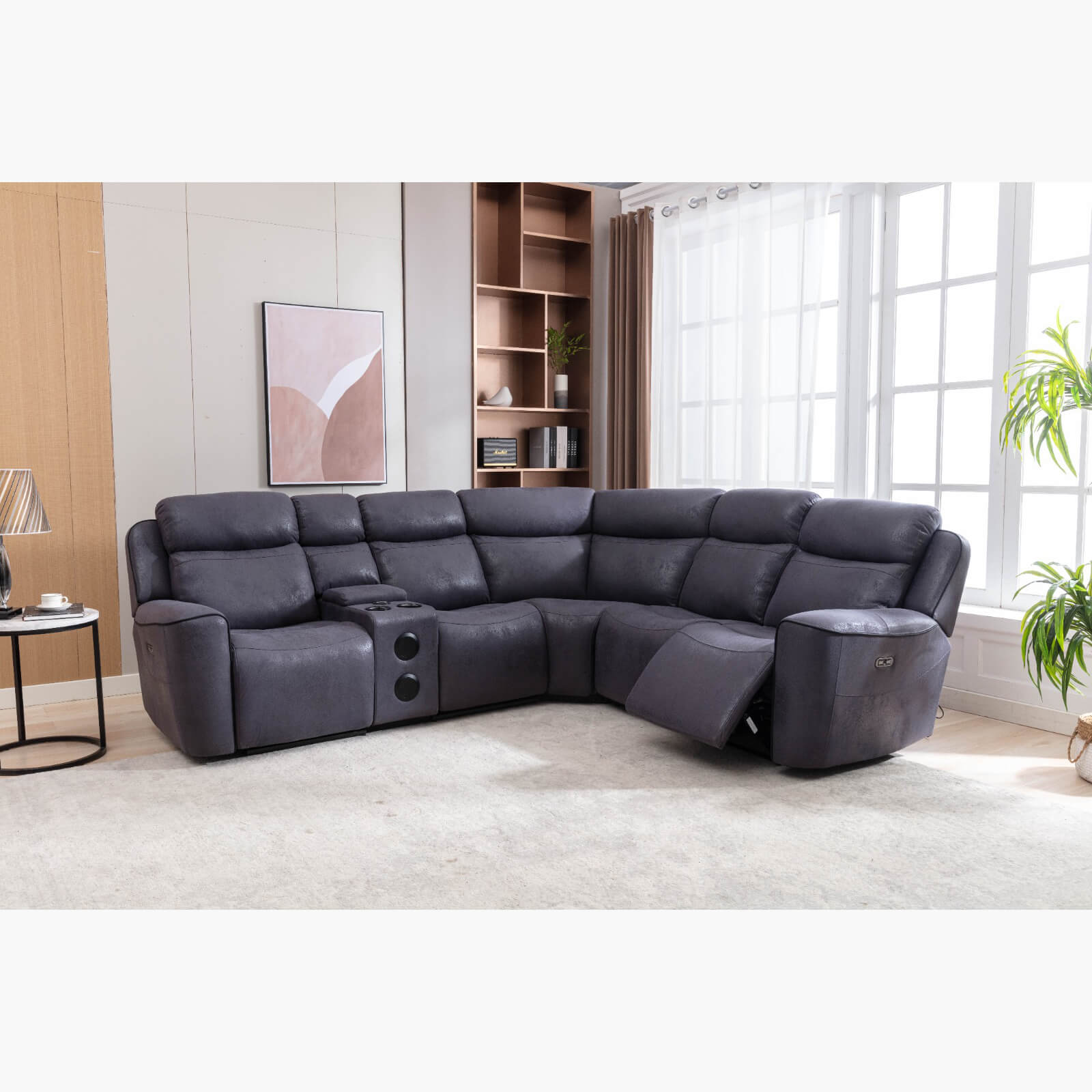 Techno Corner with 3 Power Recliners Grey